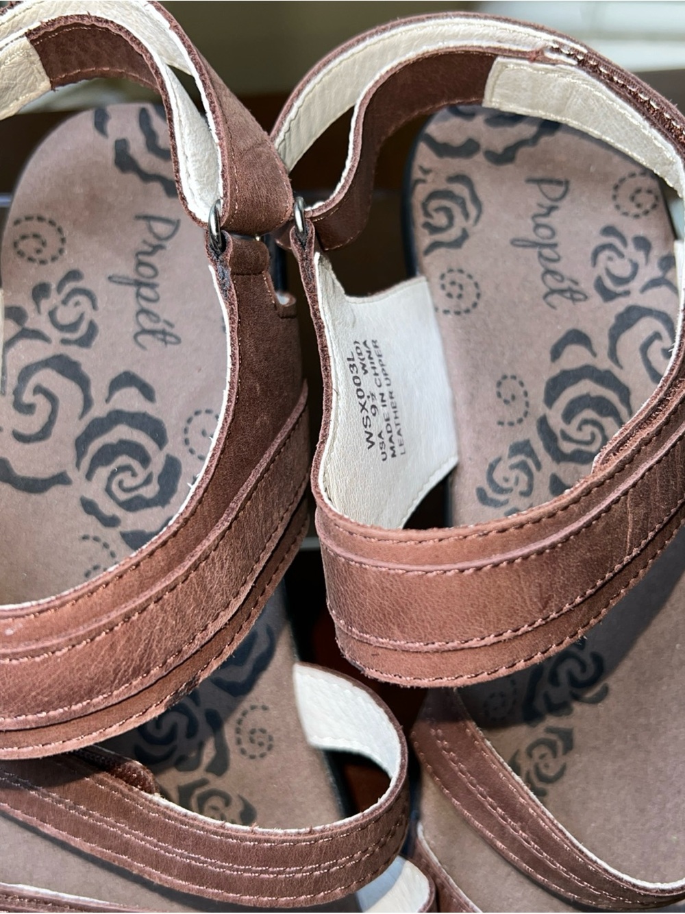 Propet Women Aurora Wedge Sandal Sz 9.5W(D) Brown Hook and Loop Straps Comfort - Picture 10 of 13